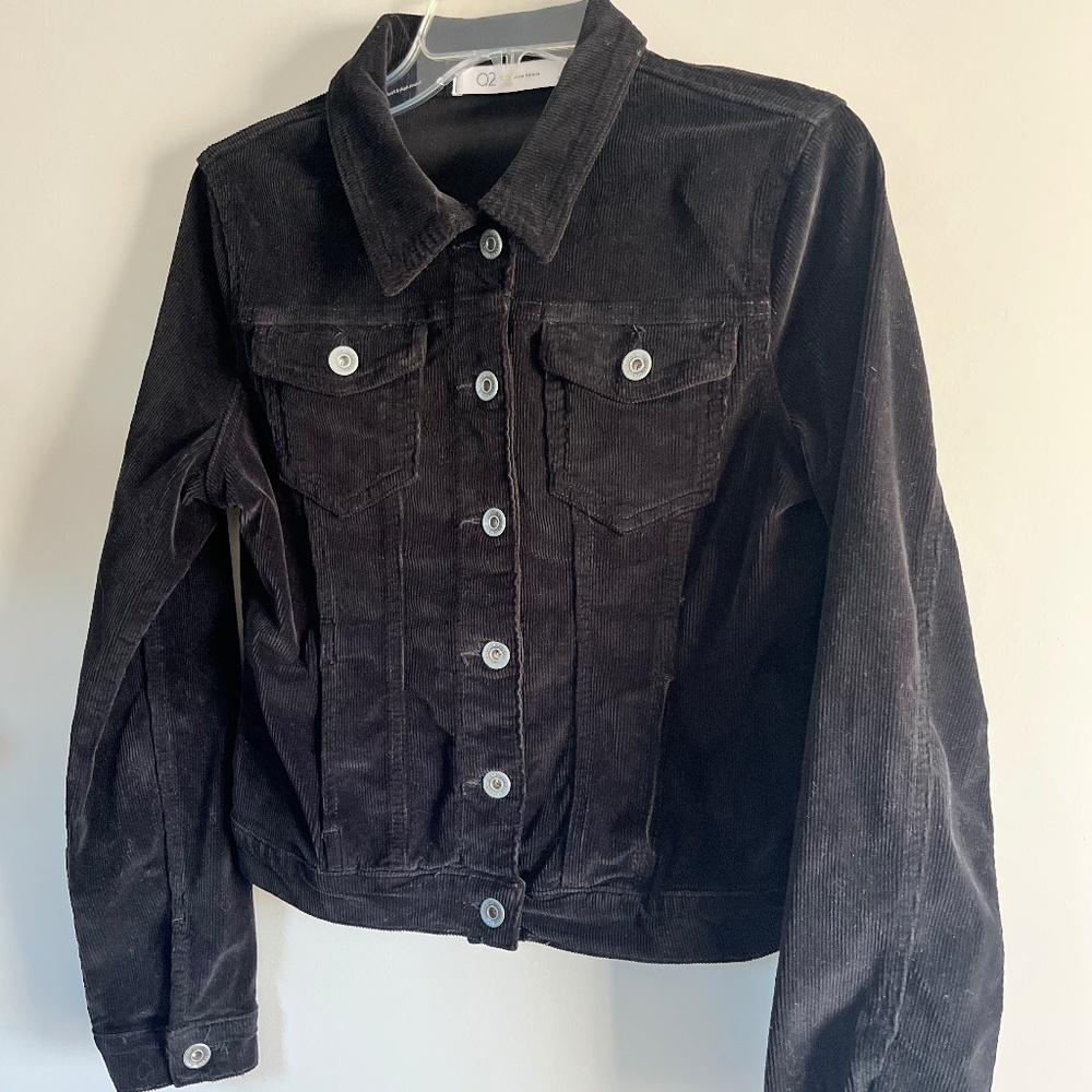 Q2 Premium Denim Black Corduroy jacket Small NWOT S Stretch